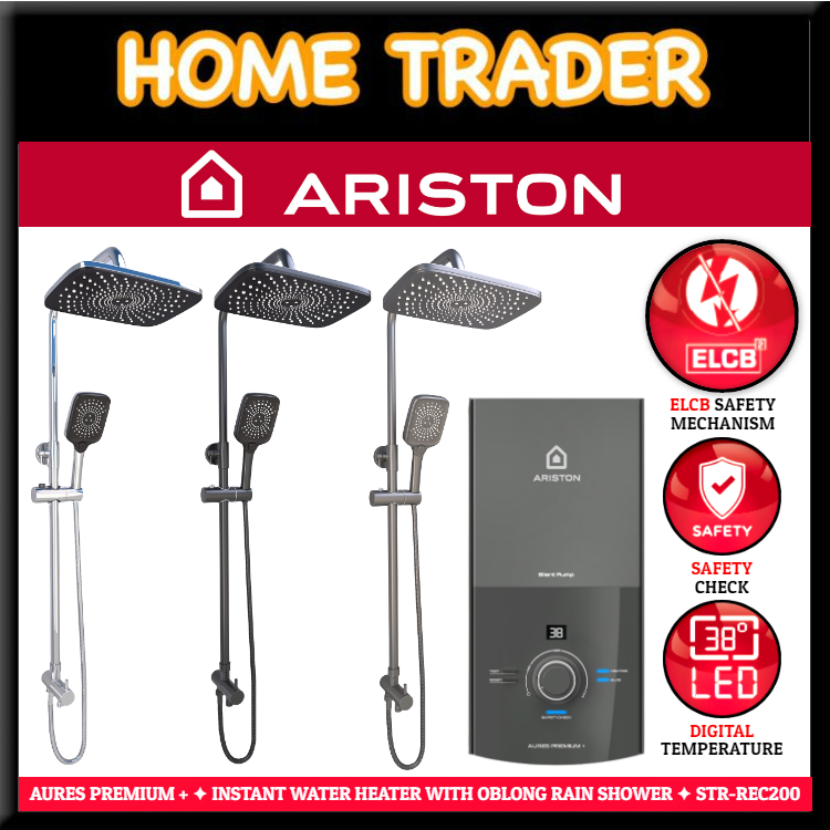ARISTON ELECTIC INSTANT WATER HEATER WITH OBLONG RAIN SHOWER BUILT IN