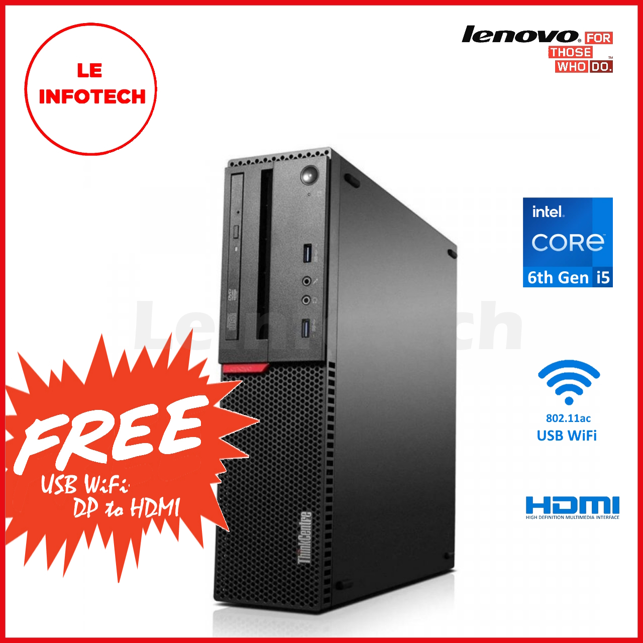LENOVO ThinkCentre M710s SFF Desktop Quad Core Intel i7-7700/i5-6500 8/16/32GB New 512GB SSD USB WiFi Win10 Used 30 Days