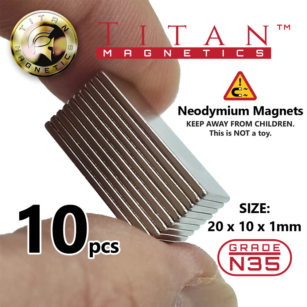 Thin Powerful Neodymium Magnets - 20x10x1mm, Real Grade N35 10pcs/pack ...