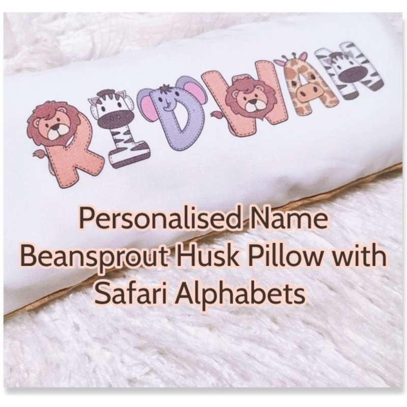 Personalised Safari Alphabets Beansprout husk pillow Shopee Singapore