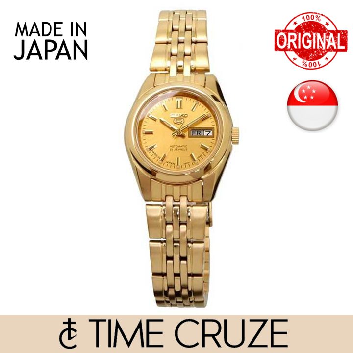 [time Cruze] Seiko 5 Syma38j1 Japan Made Automatic Small Gold Stainless Steel Gold Dial Women