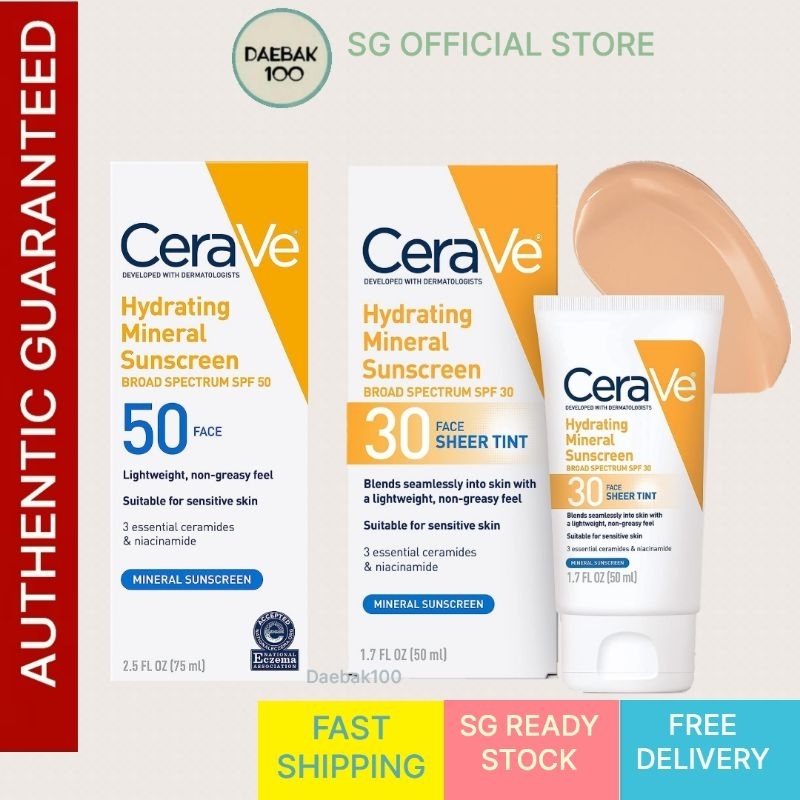 Cerave Hydrating Mineral Tinted Sunscreen with SPF 30 / Broad Spectrum SPF 50 Shopee Singapore