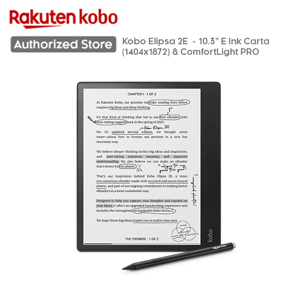 Kobo Elipsa 2E | eReader | 10.3” Glare-Free Touchscreen with ComfortLight  PRO | Includes Kobo Stylus 2 | Adjustable Brightness | Wi-Fi | Carta E Ink