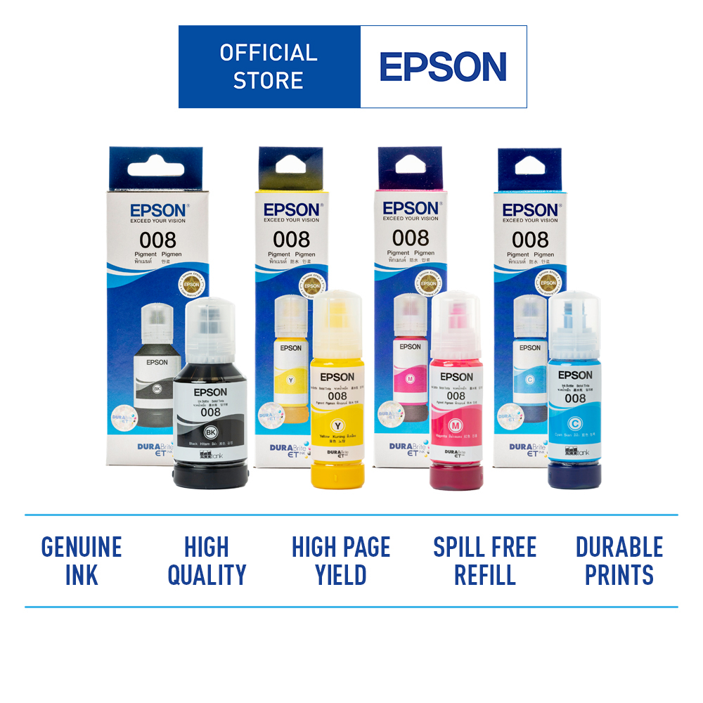 Epson 008 Genuine Ink Bottle for L15150, L15160, M15140 EcoTank Ink ...