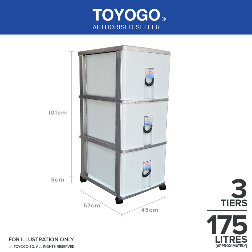 Toyogo 805-3 Plastic Storage Cabinet / Drawer With Wheels (3 Tier ...