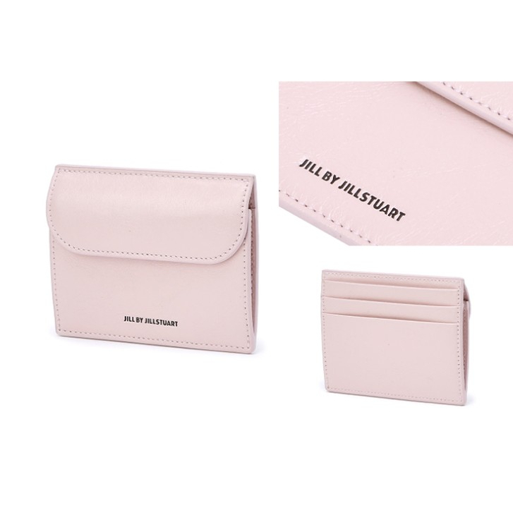 ■JILLSTUART■ Egg Logo Pocket Crack Leather Card Wallet 6 C JILL BY JILLSTUART] Egg Logo Pocket Crack Leather Card Case