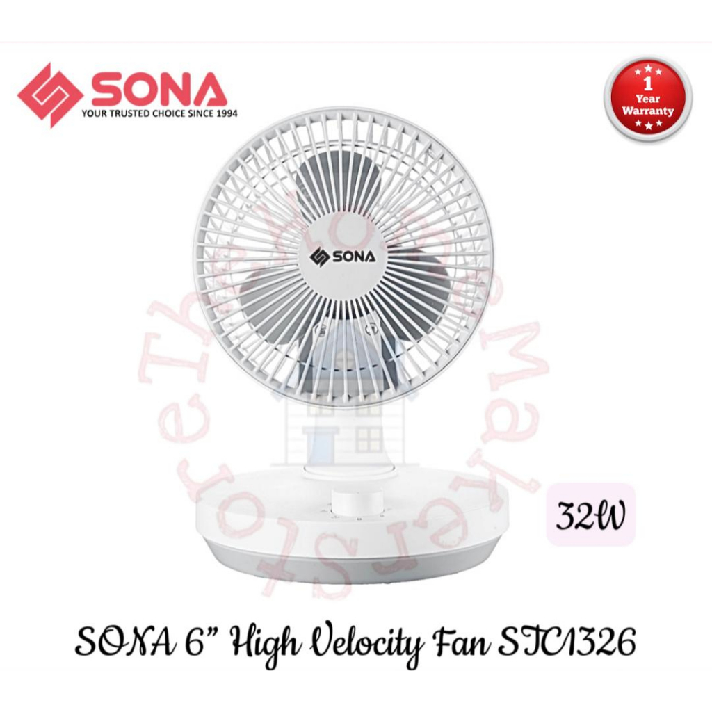 Sona 6" High Velocity (Desk/Table/Personal) Fan STC1326 | STC 1326 (1 ...
