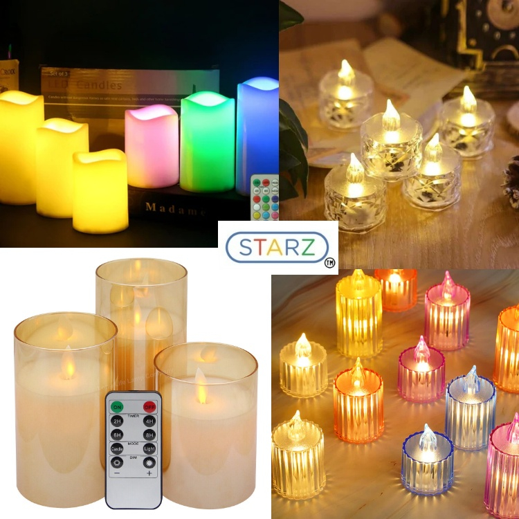 [ STARZ ] 32 Assorted Design Tea Light Candle Battery Operated / Flameless Candle Lights / Wedding Party Decoration