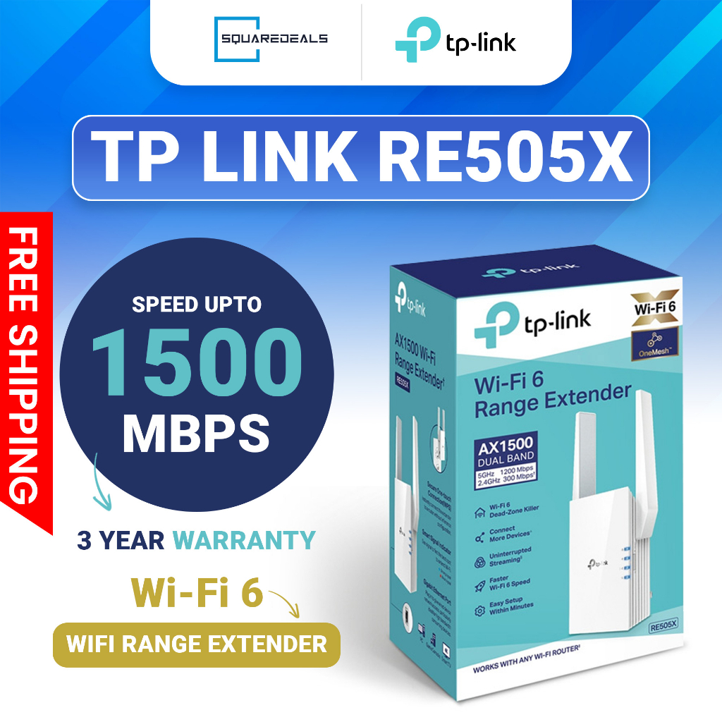 TP-Link RE705X Dual Band WiFi 6 Mesh AX3000 Gigabit WiFi Repeater (2402Mbit/ s at 5Ghz and 574Mbit/s at 2.4GHz, OneMesh, Intelligent Signal Display, AP Mode, Tether App) White