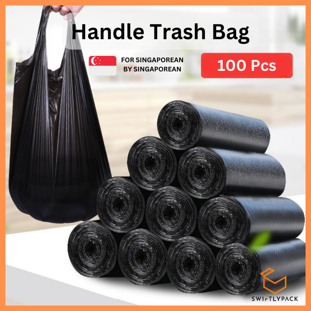 Black garbage bags household thickened portable vest style medium and large  kitchen disposable garbage bags wholesale plastic bags