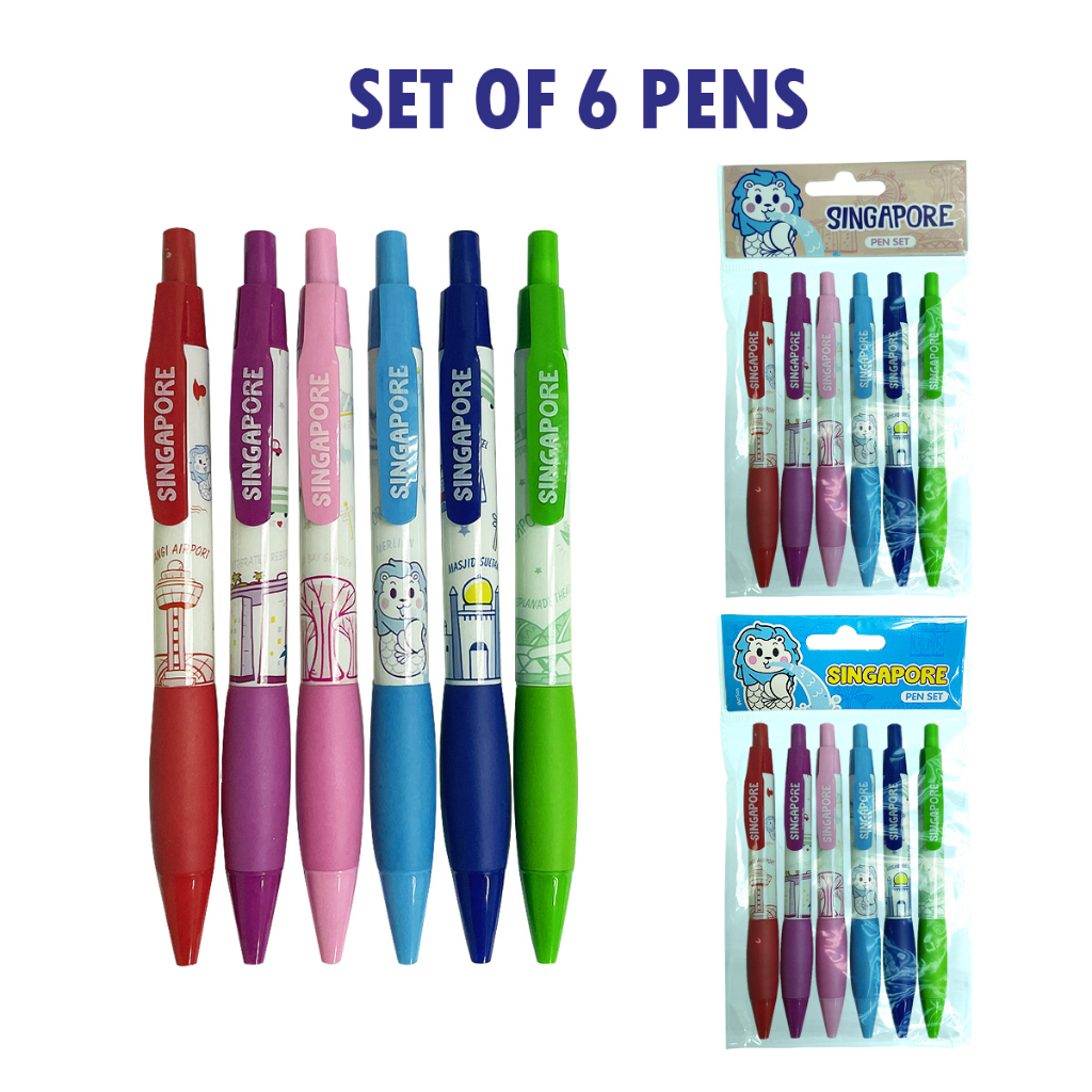 [SG Ready Stock] Pen Set of 6pc*Singapore Souvenir Shopee Singapore