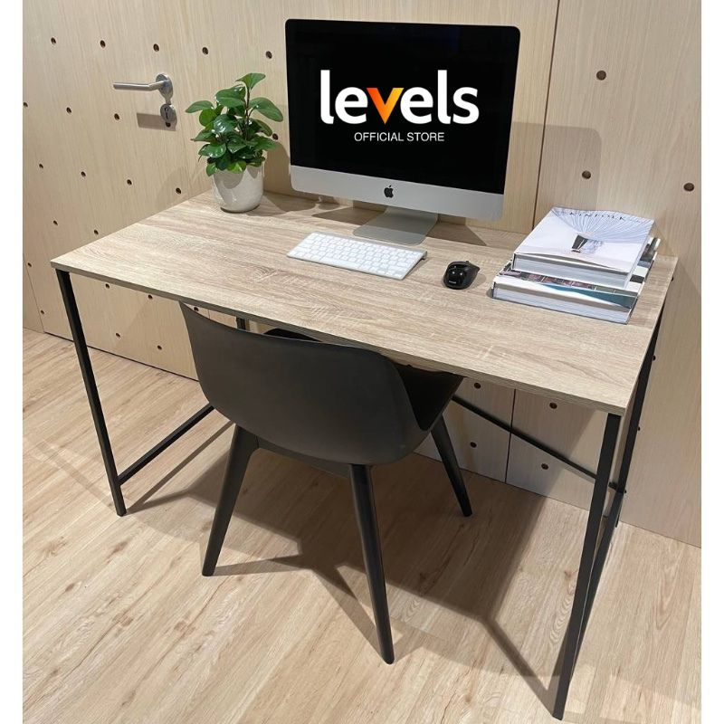 VHIVE Osaka 1.2m Study Table Desk 120cm Oak Black Steel Legs Computer Console Table Shopee Singapore