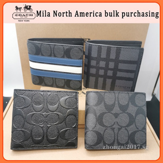 Coach Monogram Leather Folding Wallet Logo Folding Wallets (75371)