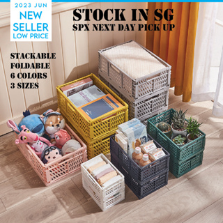 Homlly Collapsible Storage Box Crates with Wood Tabletop Lid