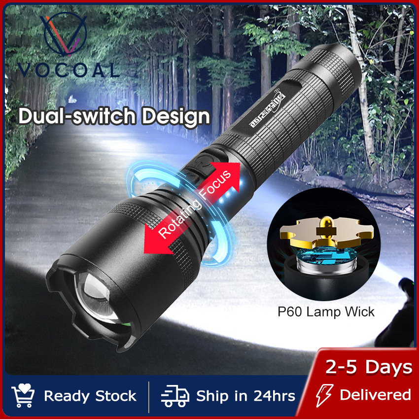 Vocoal Outdoor Flashlight LED Torch Light Zoomable Outdoor Flashlight