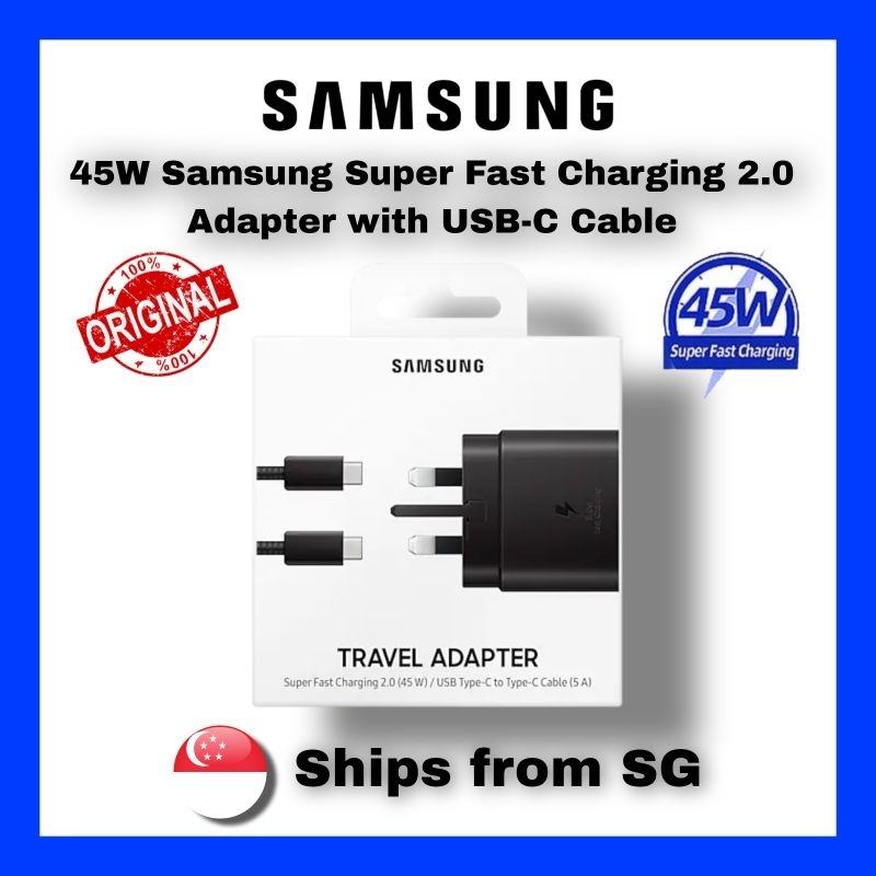 Original Samsung Galaxy S23 +/ Ultra 45W Super Fast Charger w/ 100W USB-C  Cable