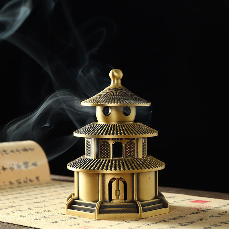 Temple of Heaven Incense Burner】【天坛黄铜盘香炉】塔香檀香沉香艾