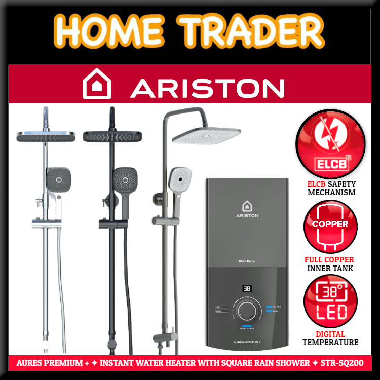 ARISTON ELECTIC INSTANT WATER HEATER WITH SQUARE RAIN SHOWER AURES