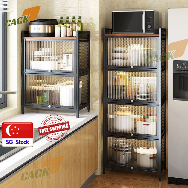 Kitchen Rack Storage With Door Floorstanding Microwave Oven