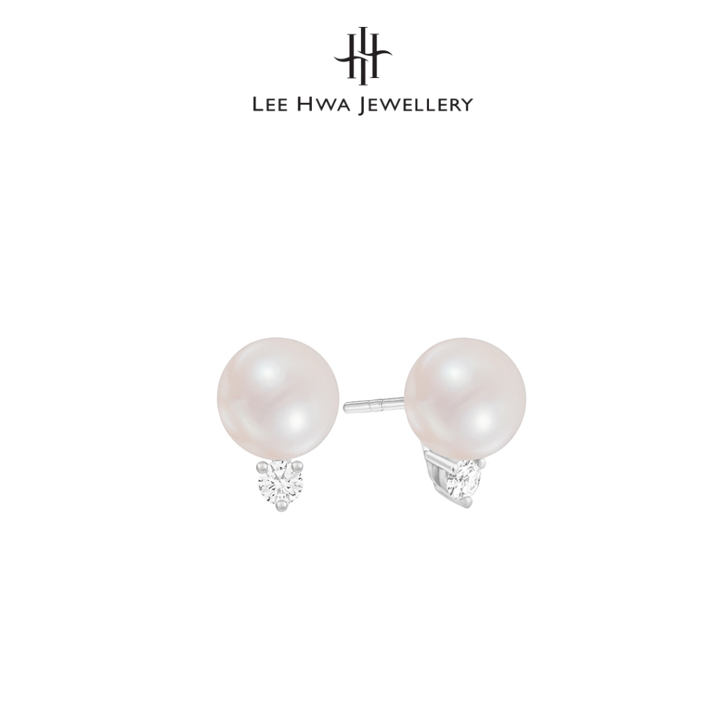 Lee Hwa Jewellery Nacre Pearl Diamond Earrings | Shopee Singapore