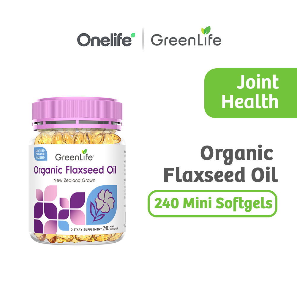 GreenLife Organic Flaxseed Oil (Omega 3) 240 Mini Softgels For Brain