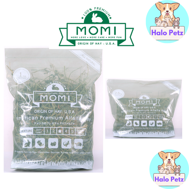 Momi Alfalfa Hay 1kg /2.5kg for Young Rabbit/Guinea Pig/Chinchilla