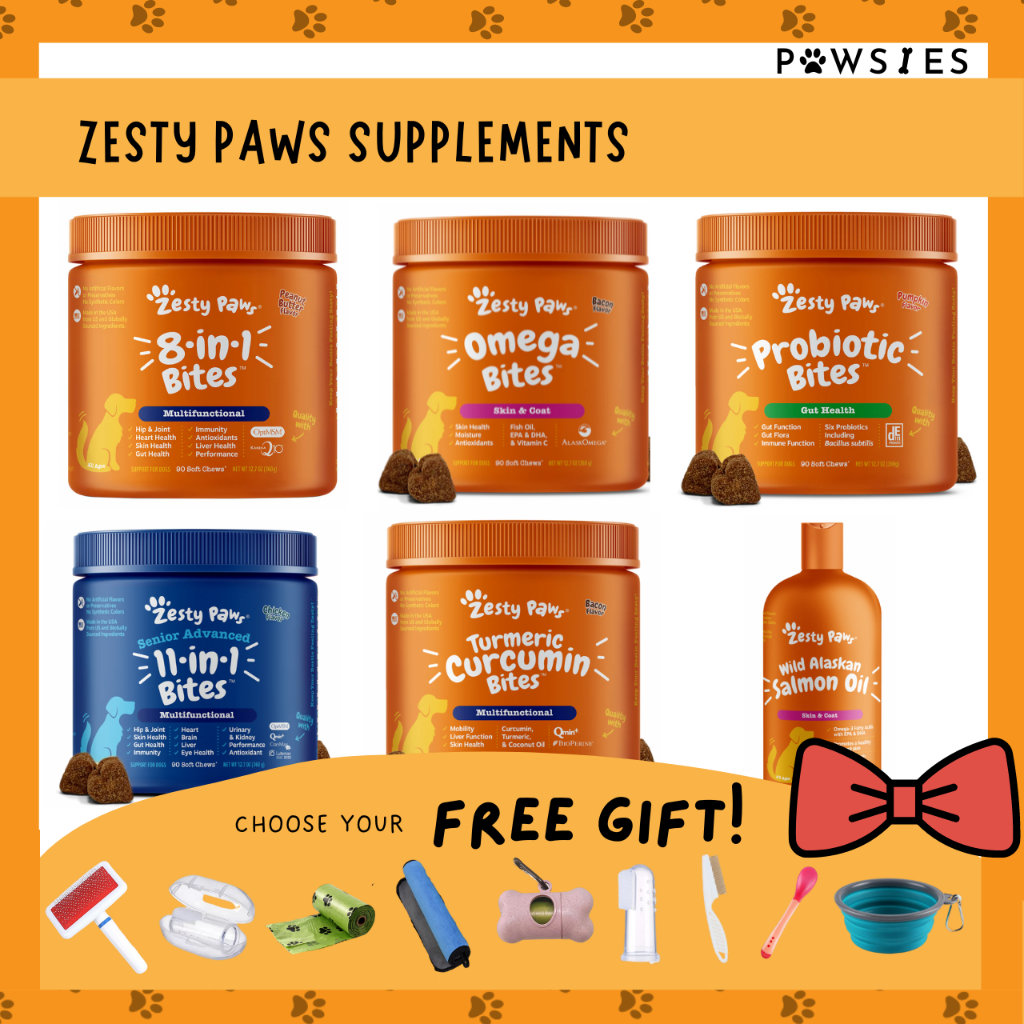 Zesty Paws Dog supplements Omega Bites 8in1 Multifunctional Soft Chews Salmon Fish oil Joint