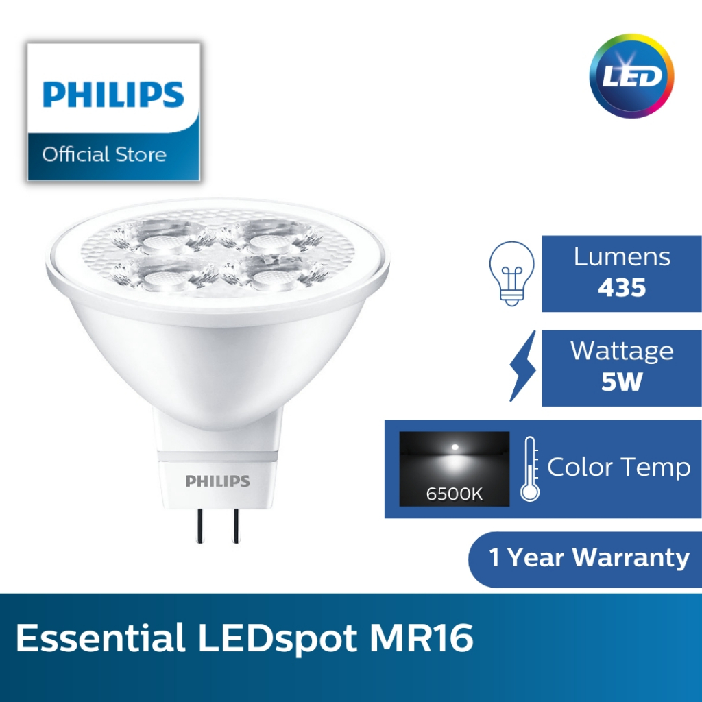 Philips Essential Led 5 50w Mr16 24d Available In Warm White 2700k