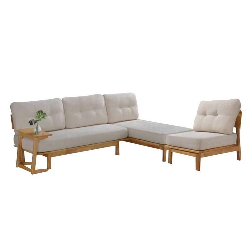Free delivery 4 Seater L Shape Wooded Sofa Set (Removable Cover