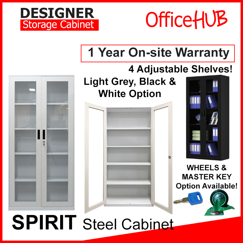 OFFICEHUB High Steel Metal Swing Glass Door Filing wheels available Bookshelf Home