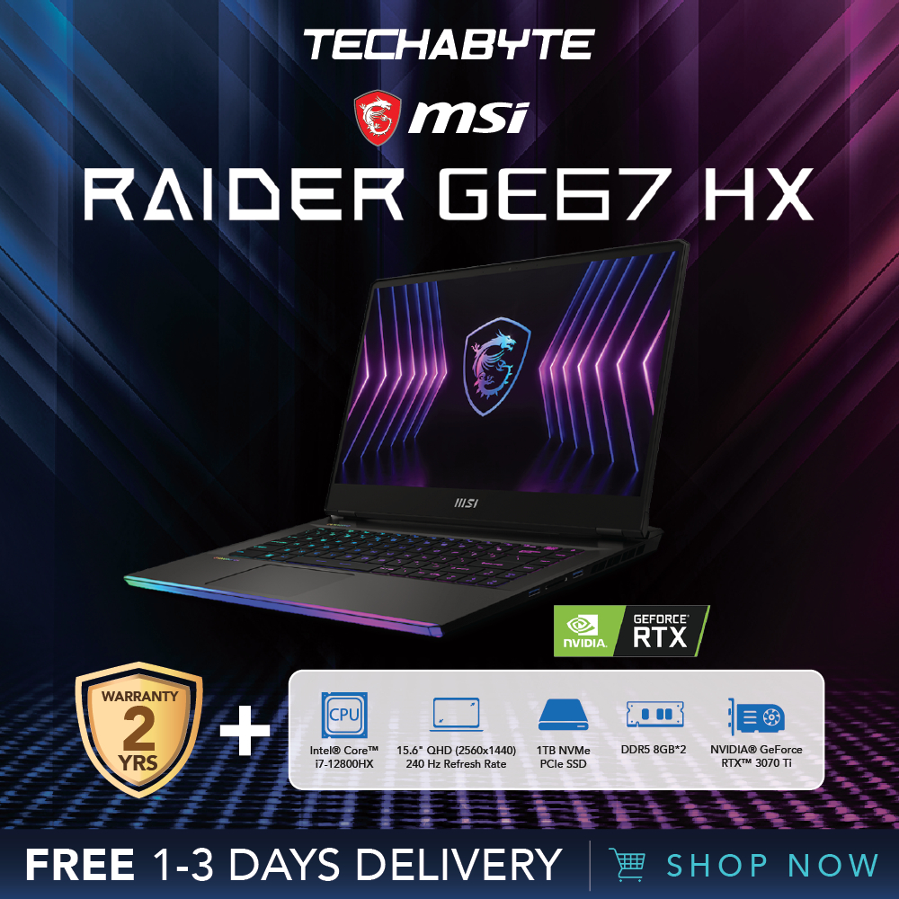 MSI Raider GE67HX 12UGS 15.6" OLED QHD i712800HX RTX 3070Ti