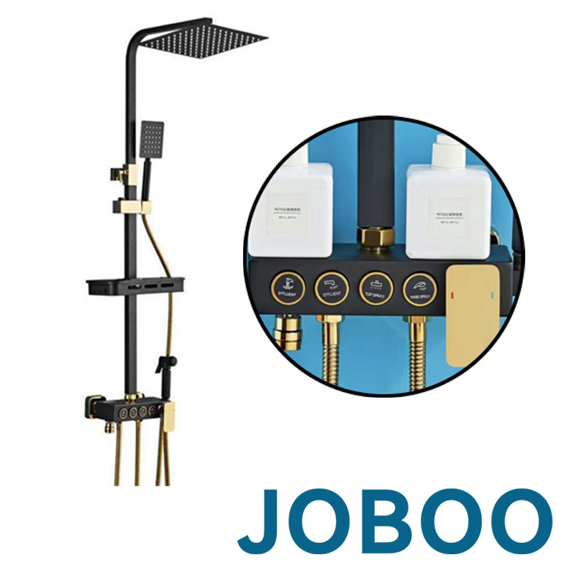 Shower Set Copper Faucet Bathroom Hot and Cold Shower Heads Push Button