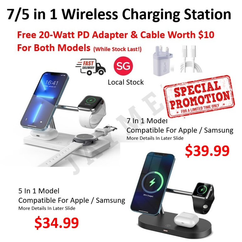 [SG] Magnetic Wireless Charger 15W Fast Night Compatible For Apple iPhone 14 13 12 Pro Max Samsung iWatch