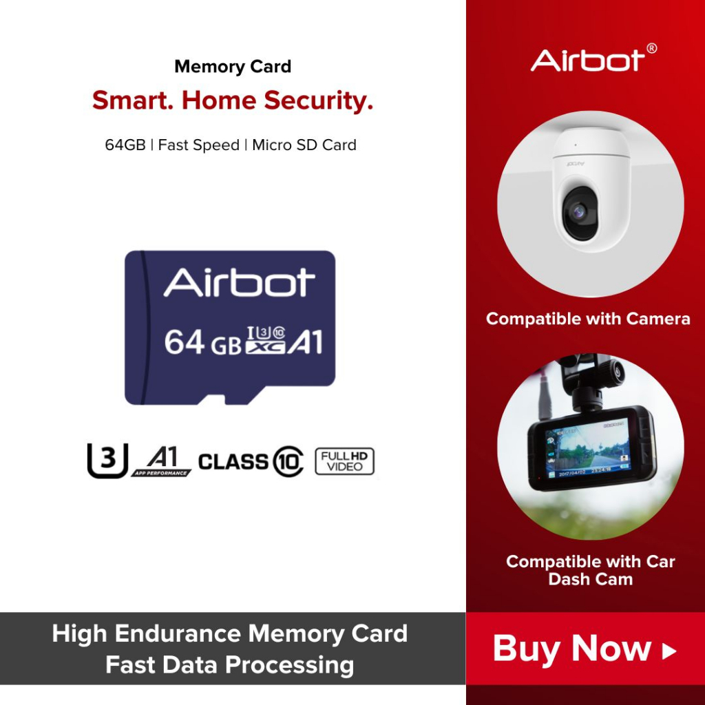 Airbot Memory Card Micro SD Card 64GB microSD card Security Dash Car