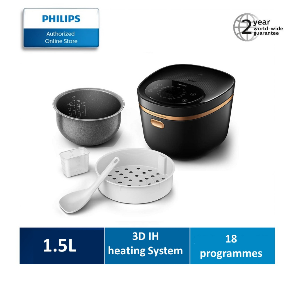 PHILIPS Digital Rice Cooker 5000 Series 1.5L HD4539/62, 18 programmes