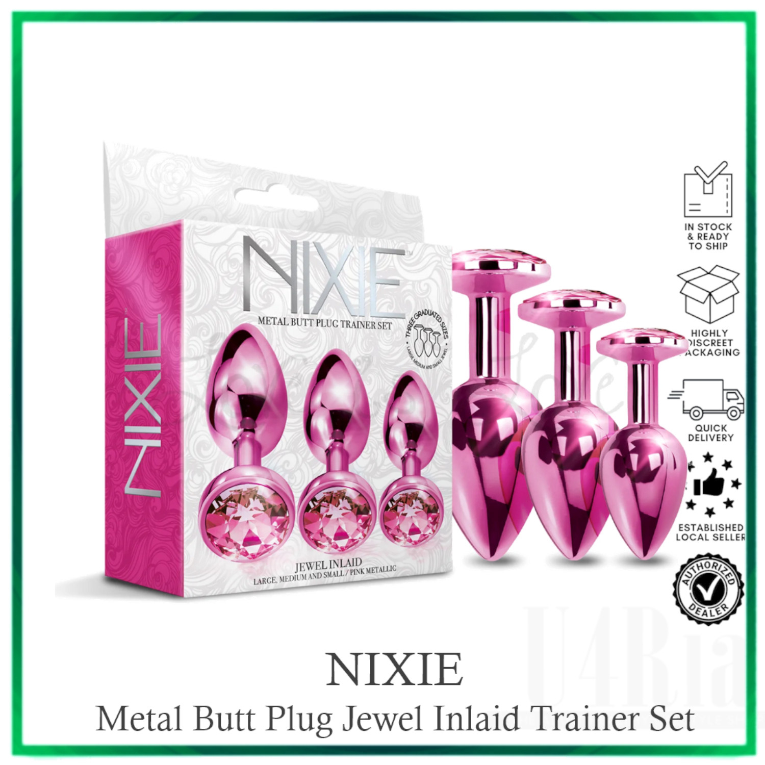 NS Novelties Rear Assets Trainer Kit Metallic Butt Plugs With Pink Gems Set Of 3 Sizes