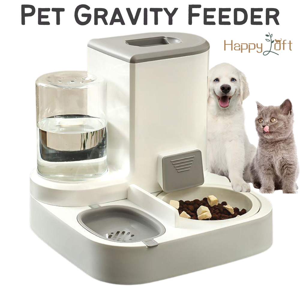 [SG SELLER] Pet Large Capacity Feeder 2 IN 1 Cat Dog Feeder Automatic ...