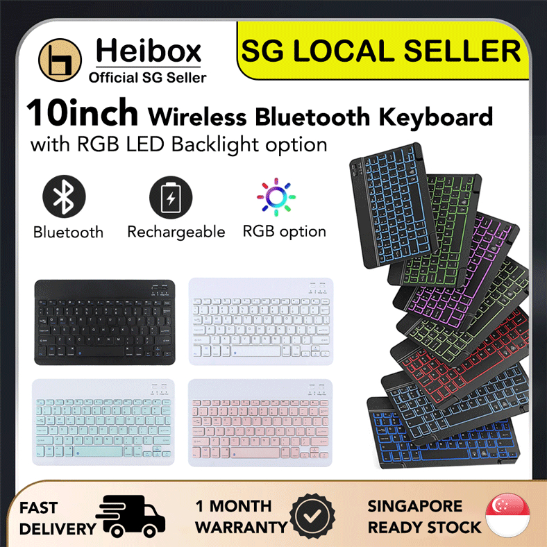 Heibox Wireless Bluetooth Keyboard with RGB LED Backlight Silent