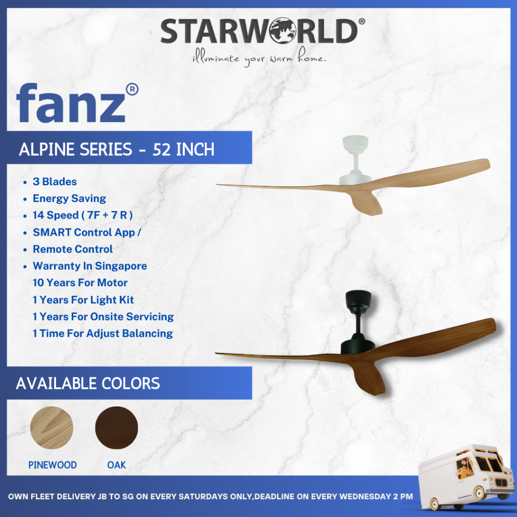 FANZ Alpine Series 52Inch Smart WiFi Ceiling Fan with Remote Control Shopee Singapore