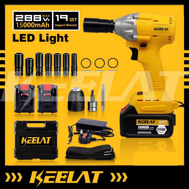 KEELAT KID006 600N.M Electric Impact Wrench Cordless High Torque 1/2"1/