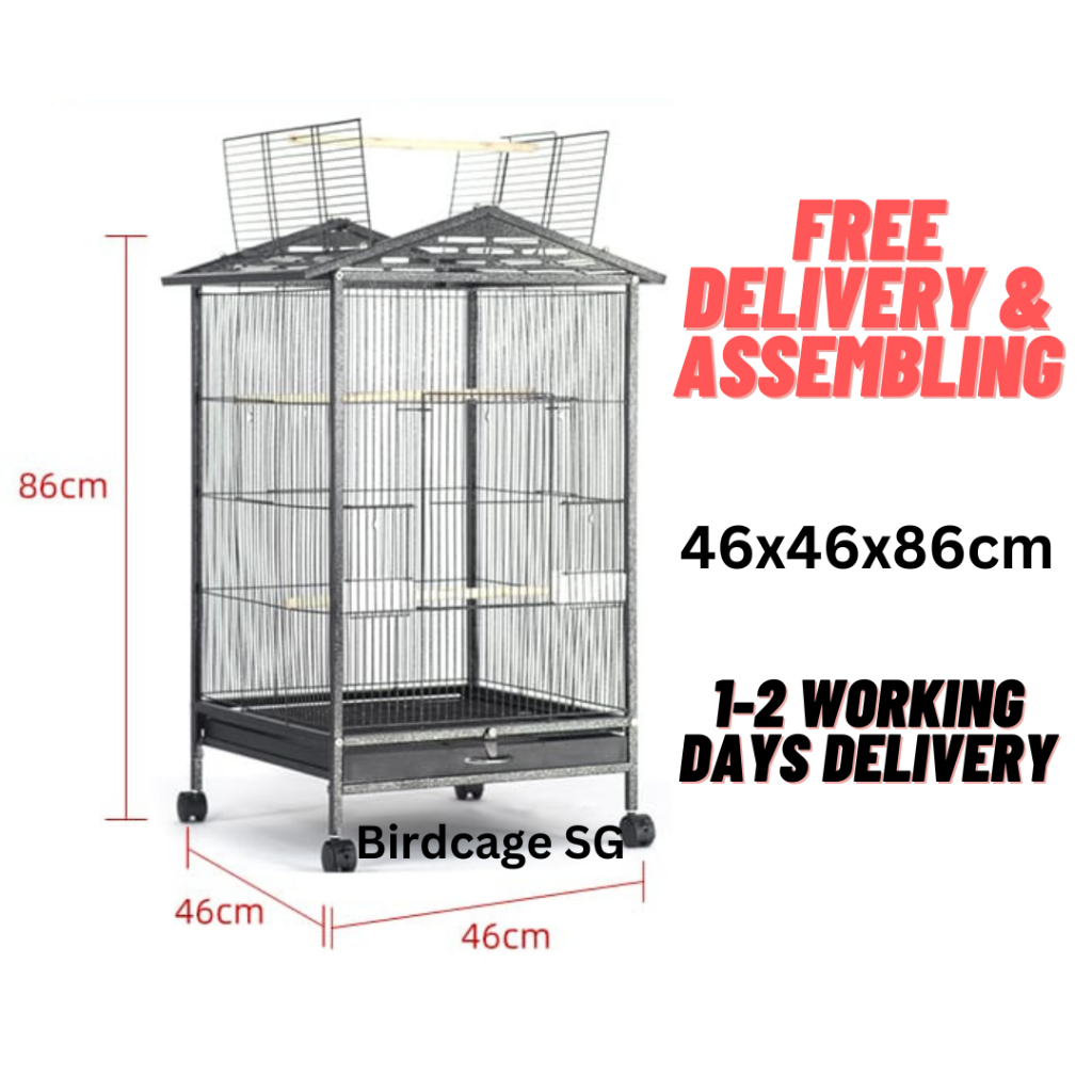 Parrot Cage Bird Cage Assembled with Trolley Big Cage and Top Stand for