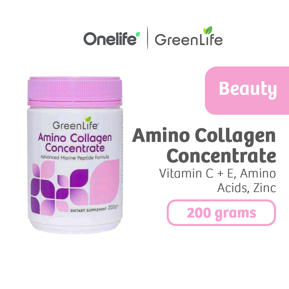GreenLife Amino Collagen Concentrate 200g Tub, Vitamin C + E, Amino Acids, Zinc for Youthful Supple Skin, Healthy Joints