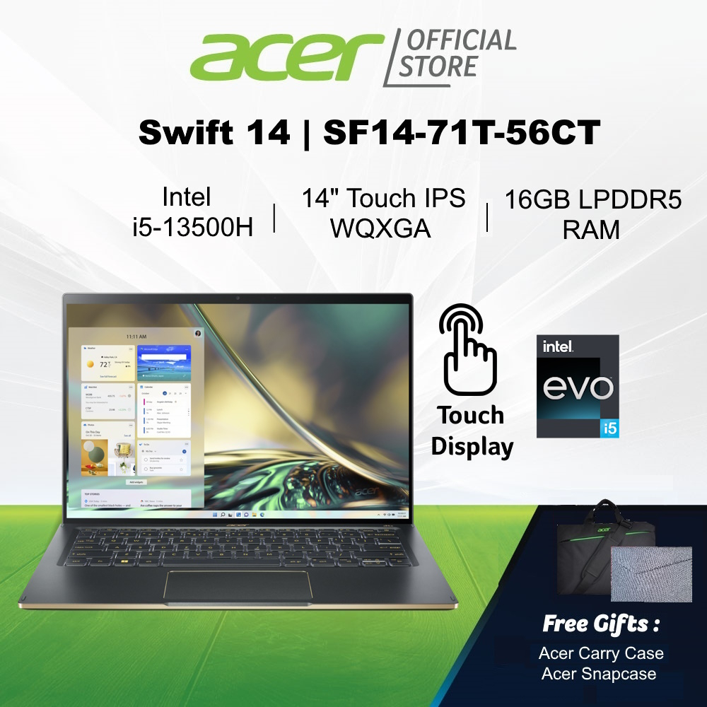[13th Gen Intel i5-13500H] Acer Swift 14 | SF14-71T-56CT(Green) | 14-Inch WQXGA IPS Touch Display Laptop | 16GB RAM