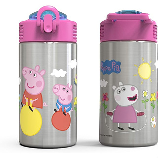 Thermos Funtainer Peppa Pig 12 oz bottle Pink, Blue, Silver, Multi-Color NEW