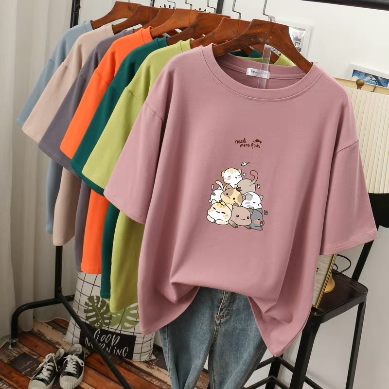 [SG Seller] Oversized Women T-Shirt Plus Size Round-Neck Shirt Stack ...