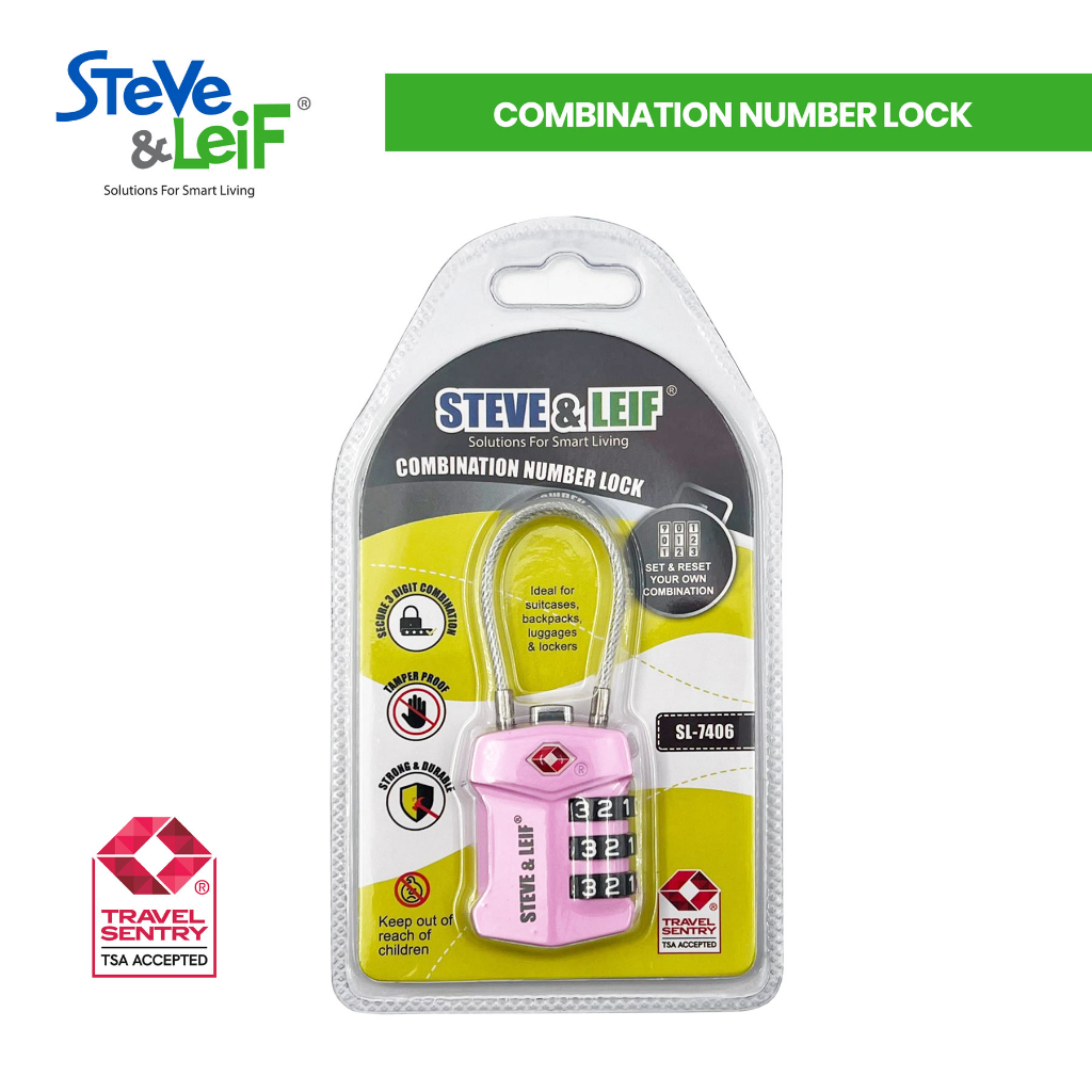 Steve & Leif Wire Shackle TSA Combination Lock (Yellow/Pink) | Shopee ...