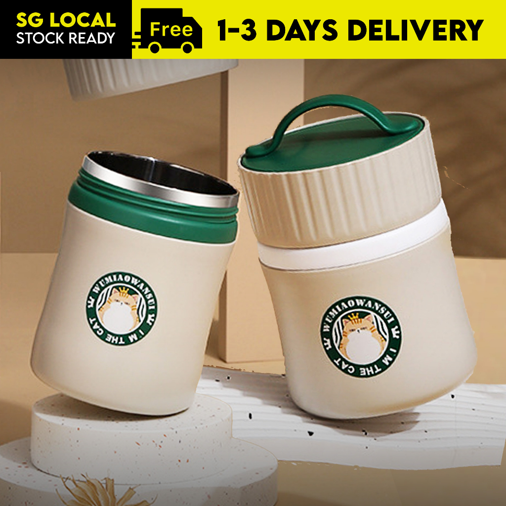 [SG STOCK] 304 Stainless Steel Thermos Lunch Box Cat Starbucks Thermal