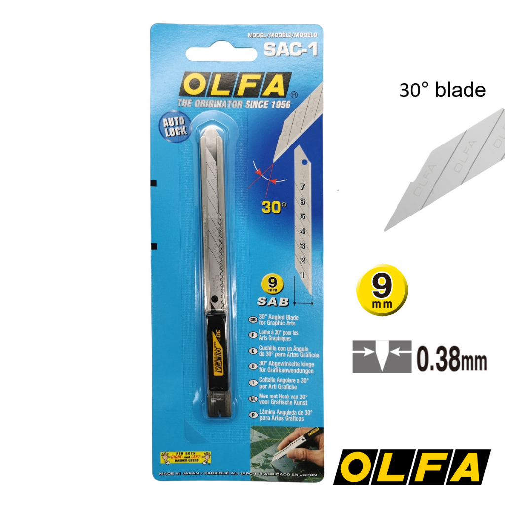OLFA SAC-1 Stainless Steel 30° Angled Blade Cutter for Graphic Arts ...