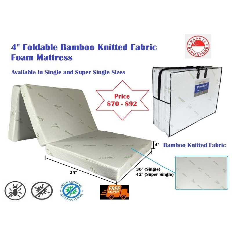 4' Foam Bamboo Knitted Foldable Mattress | Shopee Singapore