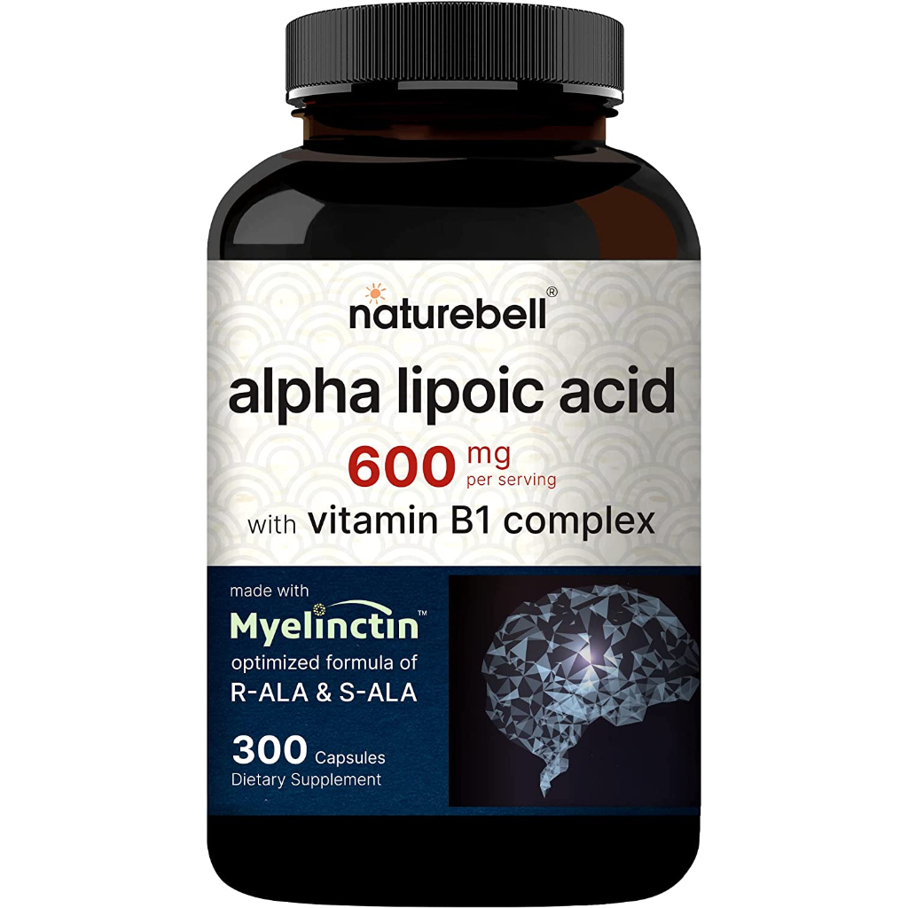 Alpha Lipoic Acid 600mg w/ B1 Complex 250 Capsules, 4 in 1 Myelinctin